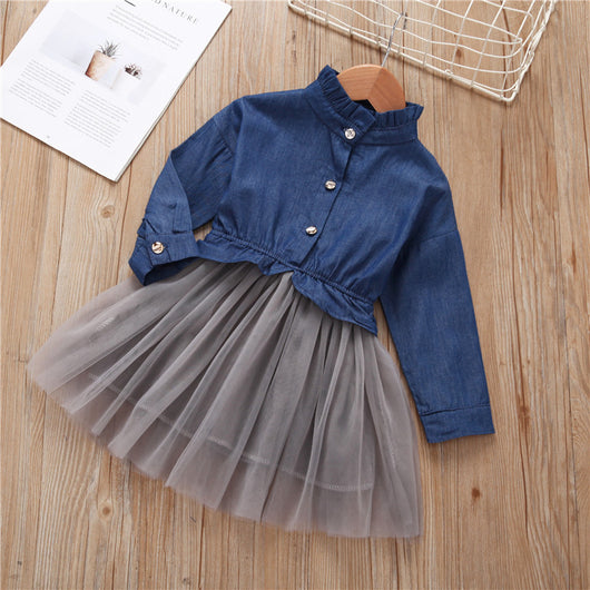 Vestido Denim Estilo Coreano para Niña - Diseño Princesa Occidental - Image 9