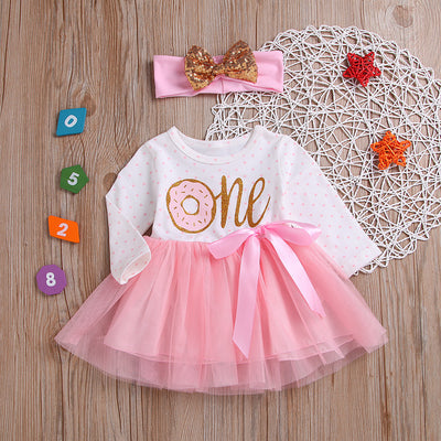Vestido Princesa de Niña con Manga Larga y Red Tejida - Image 9