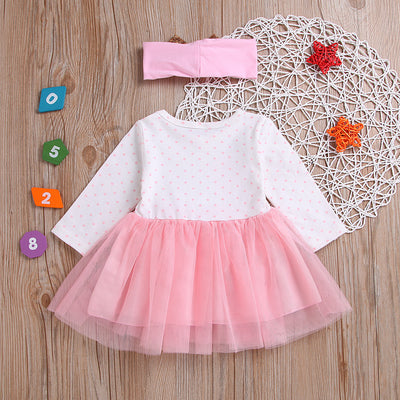 Vestido Princesa de Niña con Manga Larga y Red Tejida - Image 7