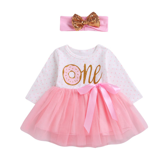 Vestido Princesa de Niña con Manga Larga y Red Tejida - Image 10