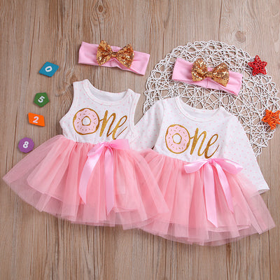 Vestido Princesa de Niña con Manga Larga y Red Tejida - Image 5