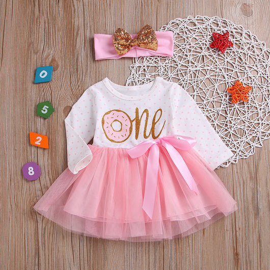 Vestido Princesa de Niña con Manga Larga y Red Tejida - Image 4