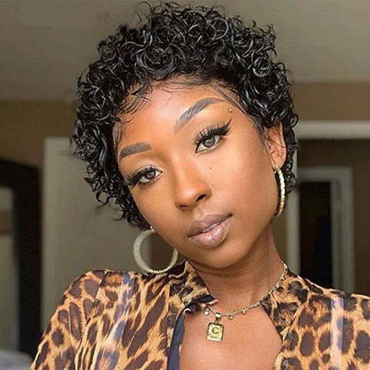 Peluca Rizada Corta Afro Esponjosa - Estilo Rizos Naturales