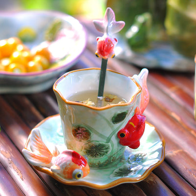 Tazas de Té con Diseños de Plantas y Animales en Cerámica - Image 10