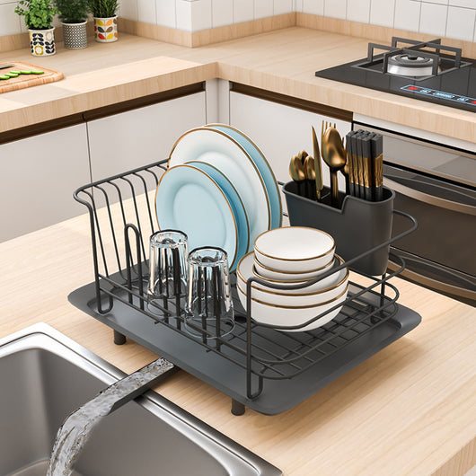 Escurridor de Platos Acero Inoxidable con Repisa de Cocina