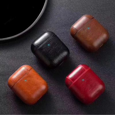 Estuche de Cuero PU para AirPods con Carga Bluetooth