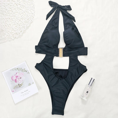 Bikini Enterizo Mujer Diseño V Profundo con Hebilla - Image 6