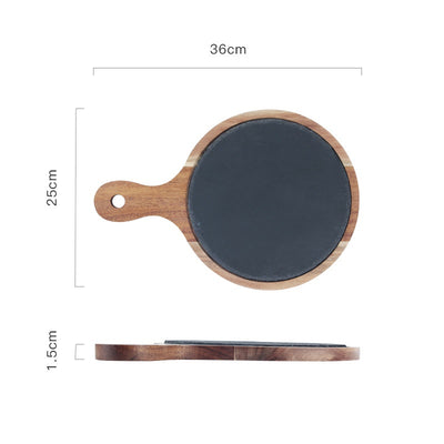 Plato de Madera para Pizza - Tabla Redonda de Madera Negra - Image 11