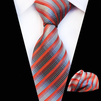 Conjunto de Corbata y Pañuelo Cuadrado Estampado Tartán - Image 6
