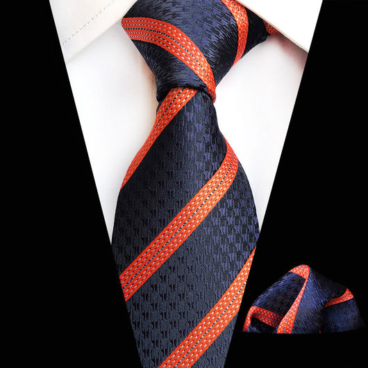 Conjunto de Corbata y Pañuelo Cuadrado Estampado Tartán - Image 8