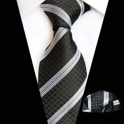 Conjunto de Corbata y Pañuelo Cuadrado Estampado Tartán - Image 10