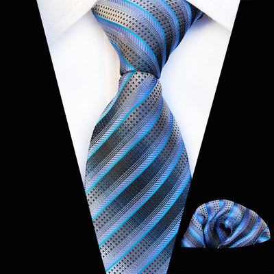 Conjunto de Corbata y Pañuelo Cuadrado Estampado Tartán - Image 3