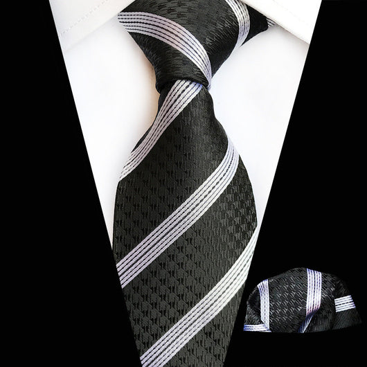 Conjunto de Corbata y Pañuelo Cuadrado Estampado Tartán - Image 4