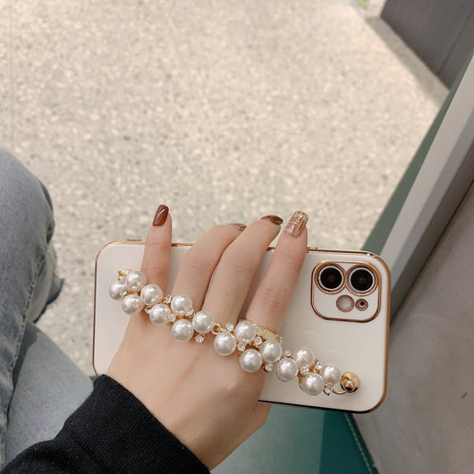 Funda iPhone con Cadena de Perlas Electrochapadas - Compatible con iPhone 12, 11, Pro Max y X - Image 9