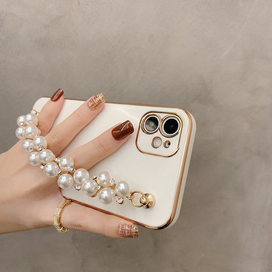 Funda iPhone con Cadena de Perlas Electrochapadas - Compatible con iPhone 12, 11, Pro Max y X - Image 2