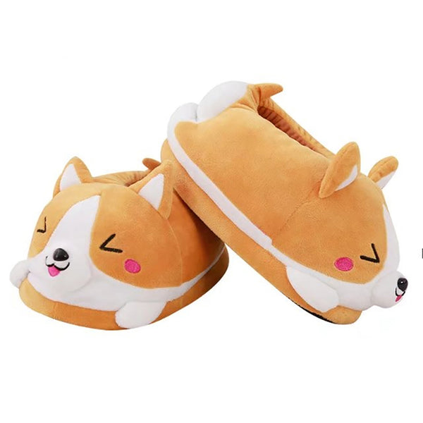 Pantuflas Corgi de Algodón Acolchado para Invierno