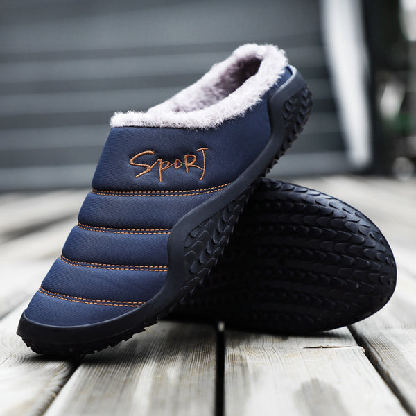 Pantuflas de Algodón para Hombre Otoño-Invierno con Suela Reforzada