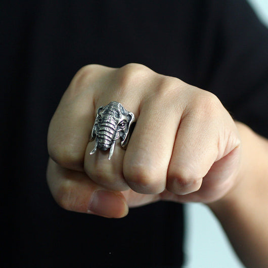 Anillo de Elefante en Plata 925 Esterlina con Personalidad Vintage - Image 8