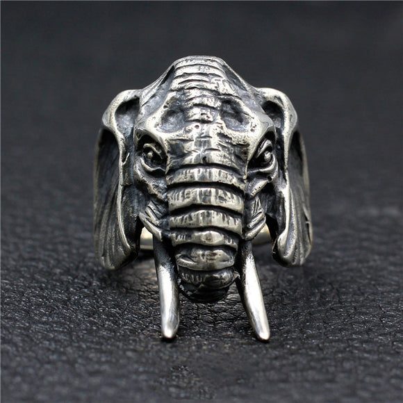 Anillo de Elefante en Plata 925 Esterlina con Personalidad Vintage