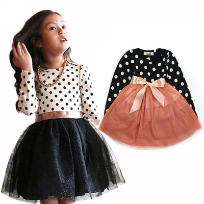 Vestido Infantil de Tul con Lunares Británicos y Mangas Largas - Image 7