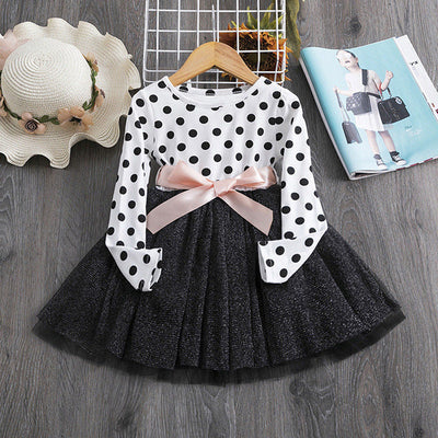 Vestido Infantil de Tul con Lunares Británicos y Mangas Largas - Image 12