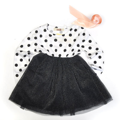 Vestido Infantil de Tul con Lunares Británicos y Mangas Largas - Image 5