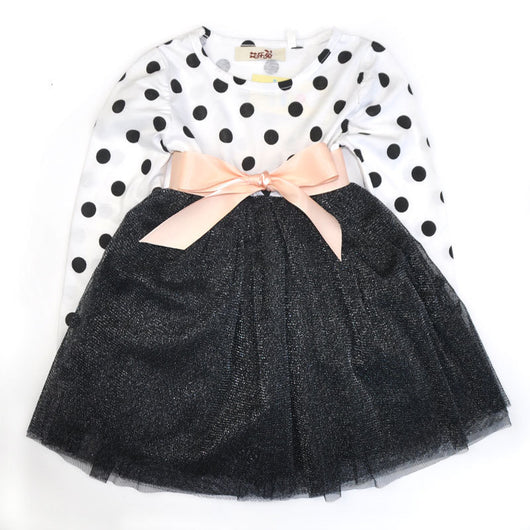 Vestido Infantil de Tul con Lunares Británicos y Mangas Largas - Image 6
