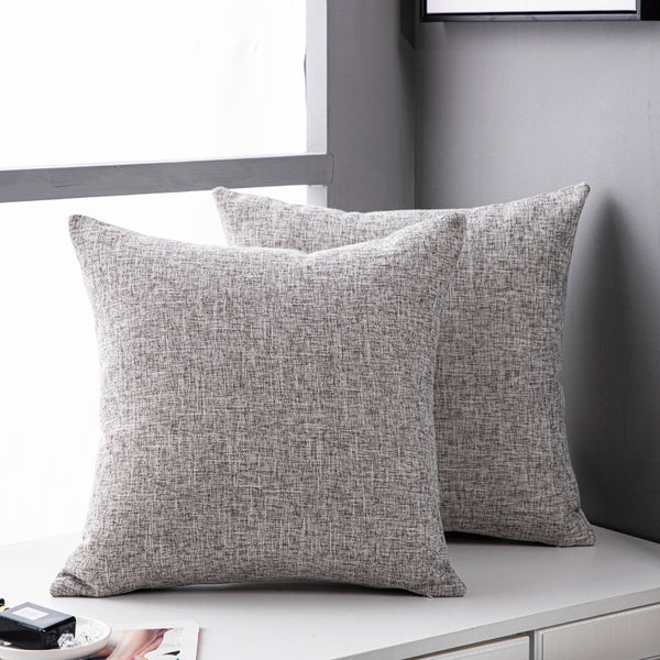 Funda de Almohada de Lino Liso para Sofá - Cojín Decorativo Sala de Estar