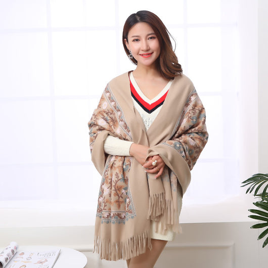 Pashmina Bordada de Cachemira con Flecos Gruesos - Abrigo Elegante y Cálido - Image 6