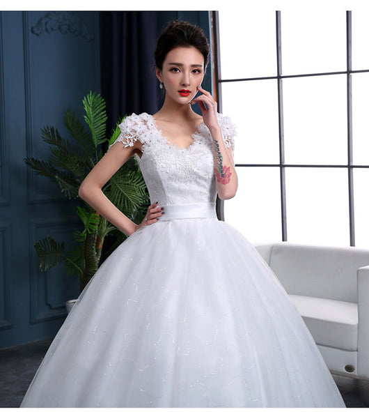 Vestido de Novia Elegante con Cola de Encaje Drapeado - Image 7