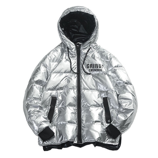Chaqueta Acolchada Plateada Brillante para Hombre - Grinoe - Image 7