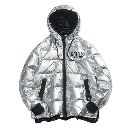 Chaqueta Acolchada Plateada Brillante para Hombre - Grinoe - Image 2