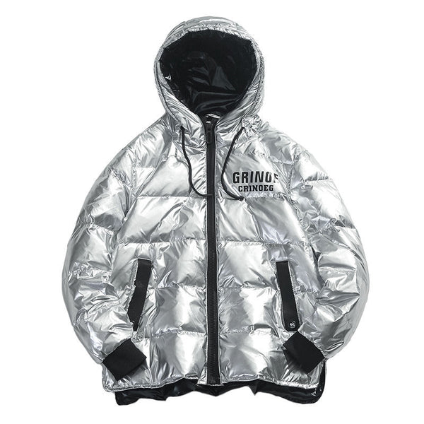 Chaqueta Acolchada Plateada Brillante para Hombre - Grinoe