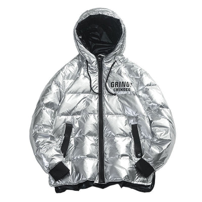 Chaqueta Acolchada Plateada Brillante para Hombre - Grinoe - Image 2