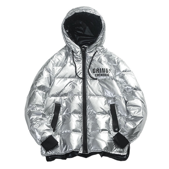 Chaqueta Acolchada Plateada Brillante para Hombre - Grinoe