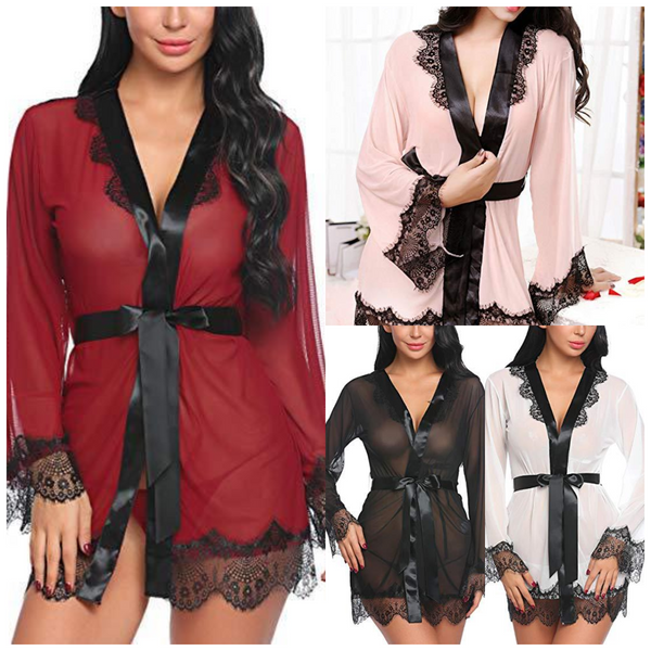 Conjunto de Pijama Sensual Transparente de Lujo Europeo para uso en Ecuador