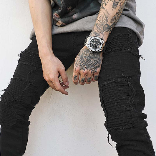 Jeans Skinny Elásticos para Hombre con Cierre Lateral y Tacón Stiletto - Image 6