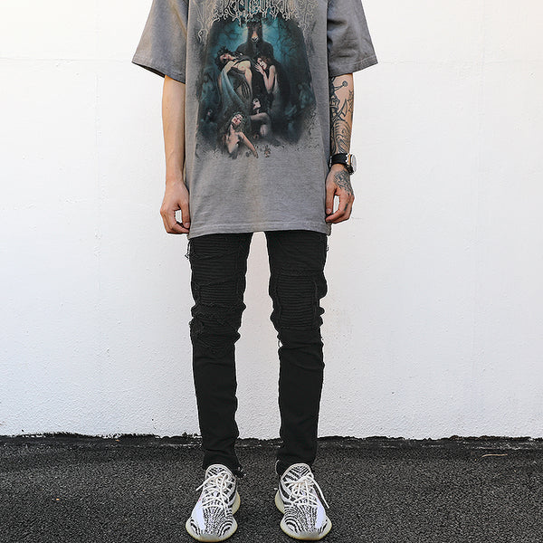 Jeans Skinny Elásticos para Hombre con Cierre Lateral y Tacón Stiletto