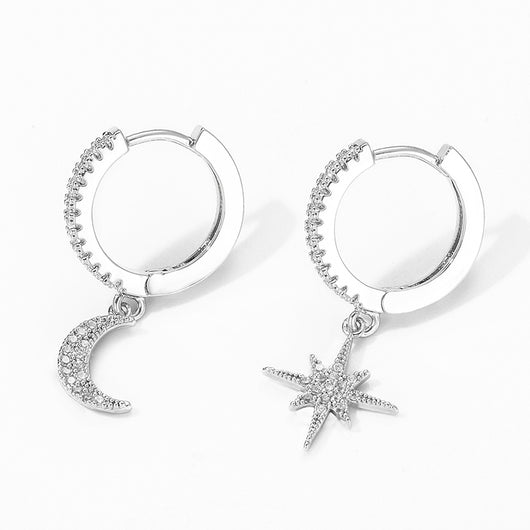 Aretes Asimétricos de Luna y Estrella - Image 2