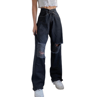 Jeans Cintura Alta Rectos con Desgarre - Efecto Adelgazante - Image 5