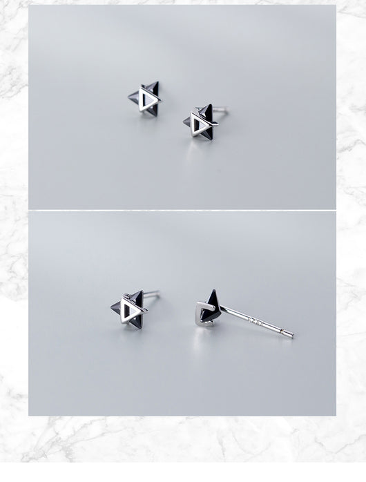 Aretes de Plata S925 Estilo Japonés con Diamantes - Triángulo Geométrico Personalizado - Image 9