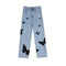 Pantalones Jeans Rectos Mariposa en Tonos Claros - Pierna Ancha