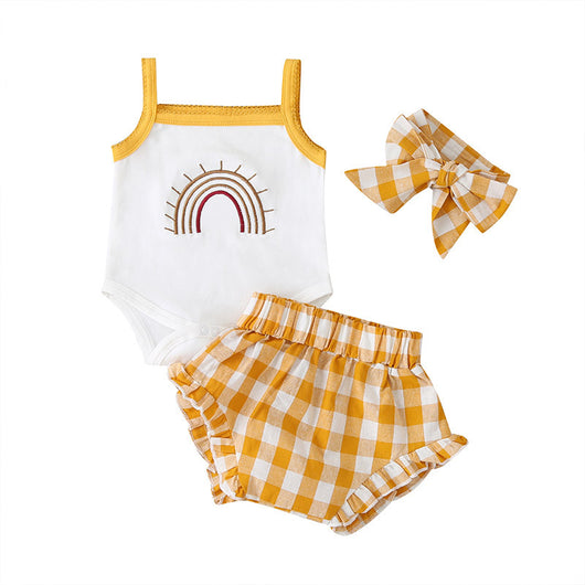 Enterizo a Cuadros para Bebé Niña con Tirantes y Shorts - Image 12
