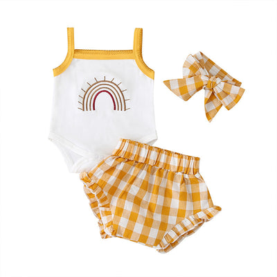 Enterizo a Cuadros para Bebé Niña con Tirantes y Shorts - Image 3