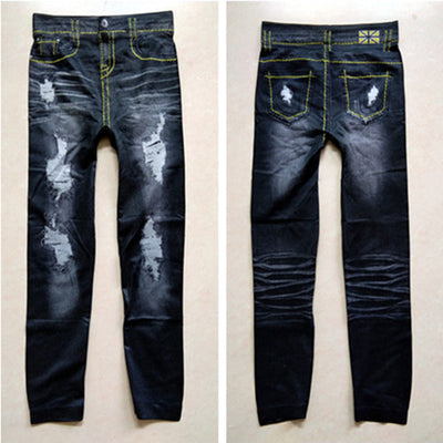 Leggings Tipo Denim con Hilo Grueso y Agujeros Grandes - Image 14