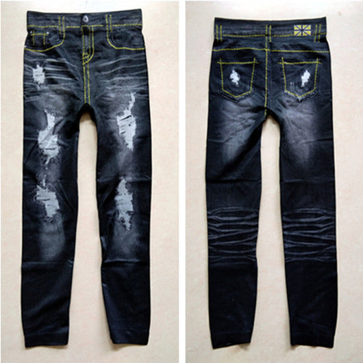 Leggings Tipo Denim con Hilo Grueso y Agujeros Grandes - Image 14
