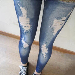 Leggings Tipo Denim con Hilo Grueso y Agujeros Grandes - Image 3