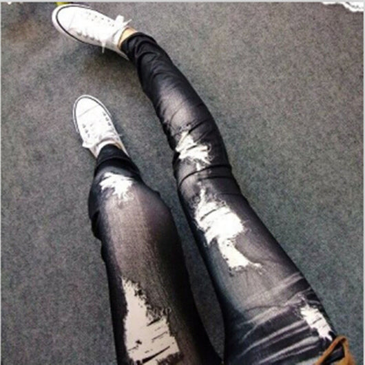 Leggings Tipo Denim con Hilo Grueso y Agujeros Grandes - Image 7