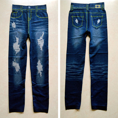 Leggings Tipo Denim con Hilo Grueso y Agujeros Grandes - Image 2