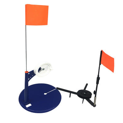 Kit de 6 Señuelos Elevables para Pesca en Hielo con Bandera Naranja y Tapa